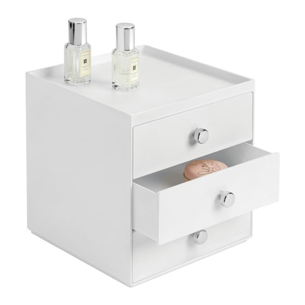 Cutie depozitare cu 3 sertare iDesign, înălțime 18 cm, alb