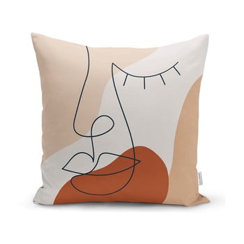 Față de pernă minimalist cushion covers drawing face pastel, 45 x 45 cm