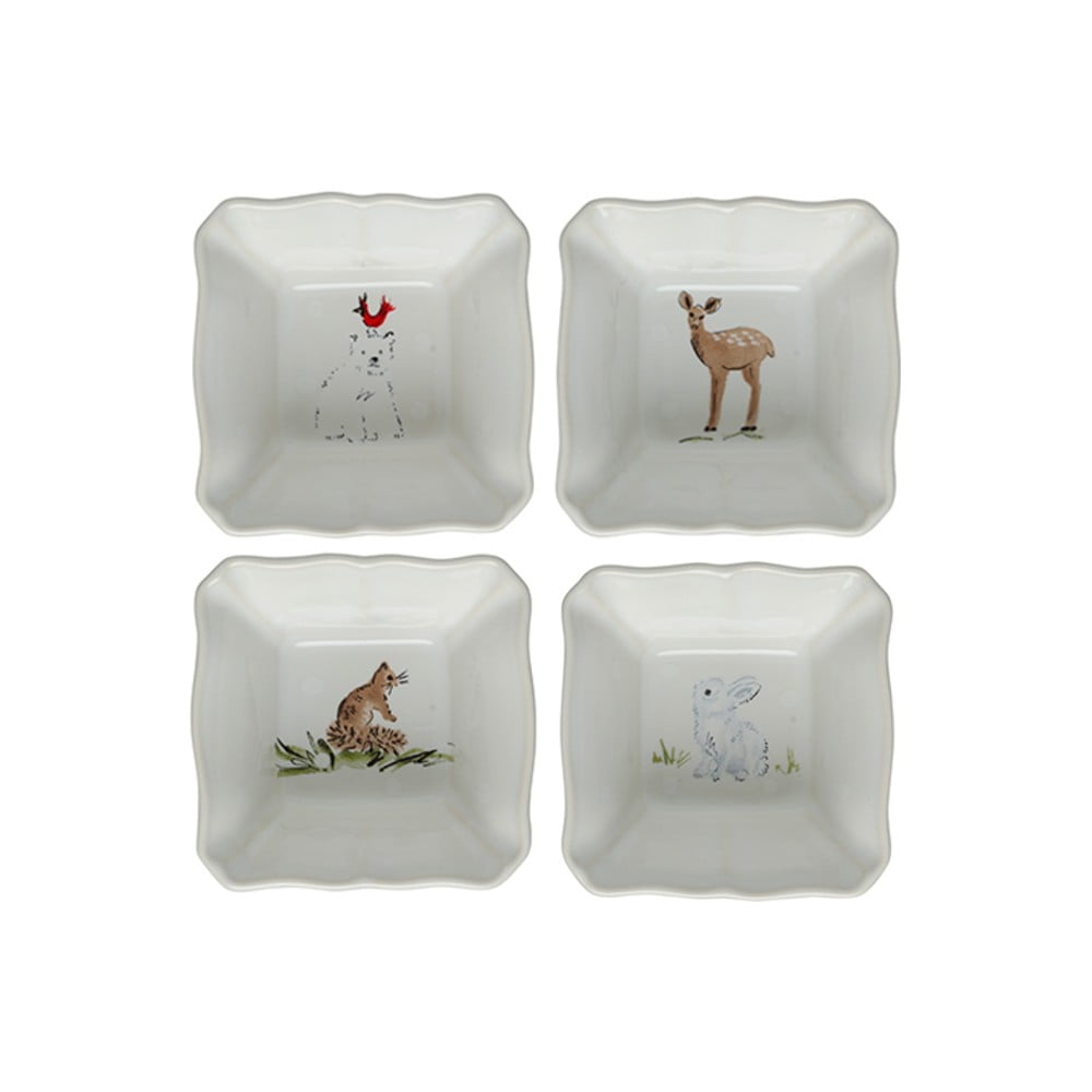 Set 4 vase de copt din gresie cu model de Crăciun Casafina Deer Friends, 10 x 10 cm bonami.ro imagine 2022