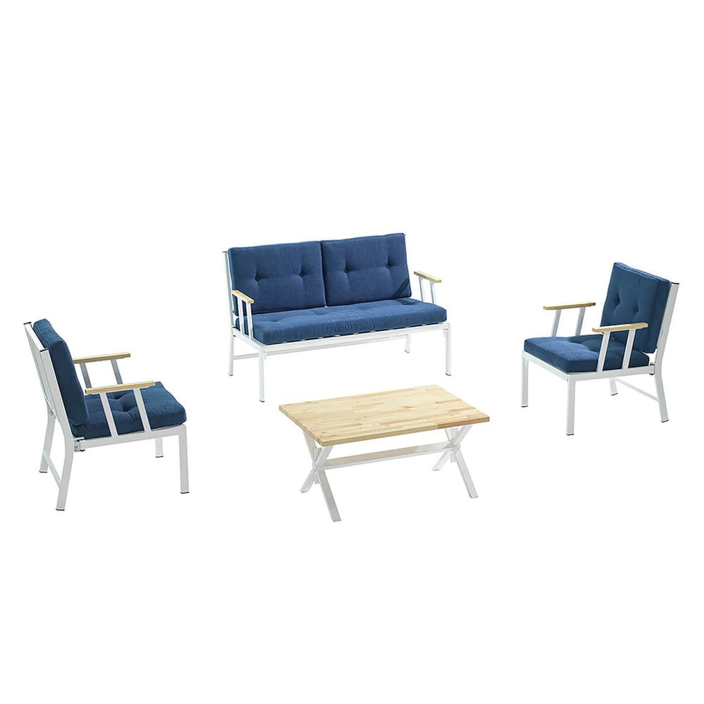 Set mobilier de grădină alb/albastru pentru 4 pers. lotus – floriane garden