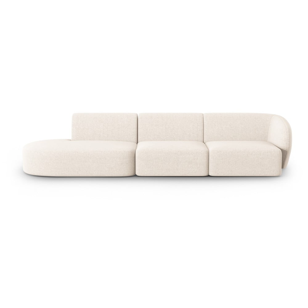 Canapea bej cu tapițerie din chenille cu colț pe partea dreaptă 311 cm Paolo – Milo Casa