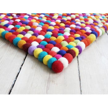 Covor cu bile din lână wooldot ball rugs, 120 x 180 cm, roșu închis