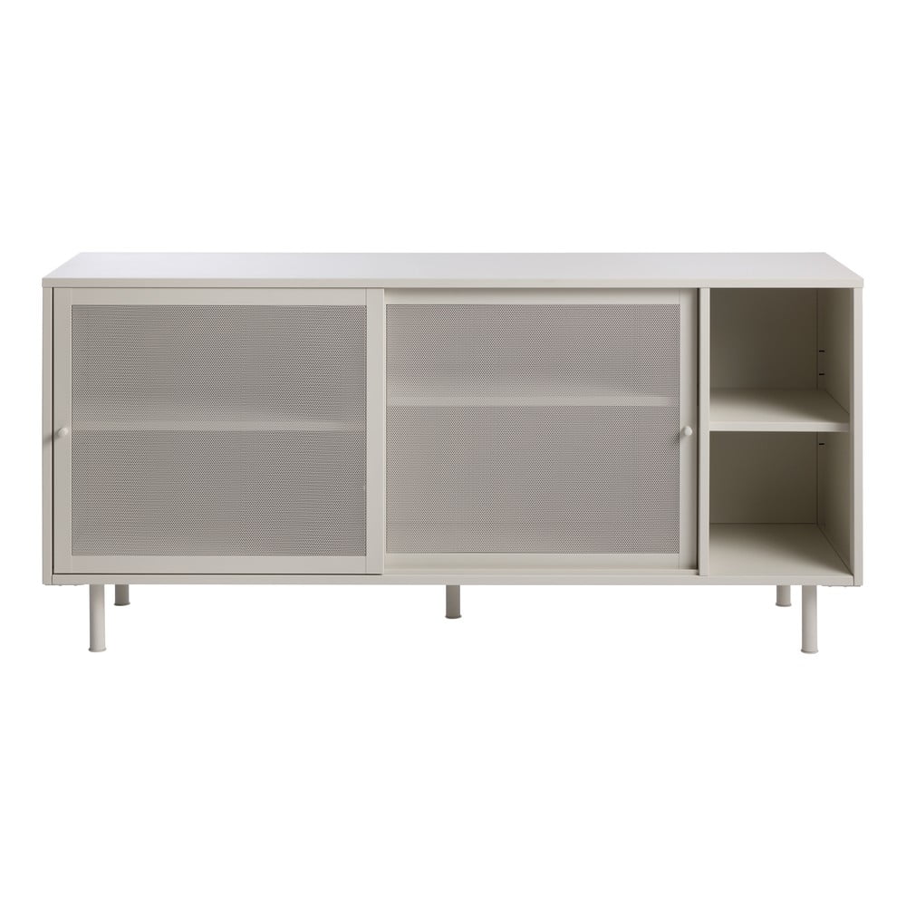 Comodă gri din metal cu ușă glisantă 160x75x47 cm Veep – Unique Furniture