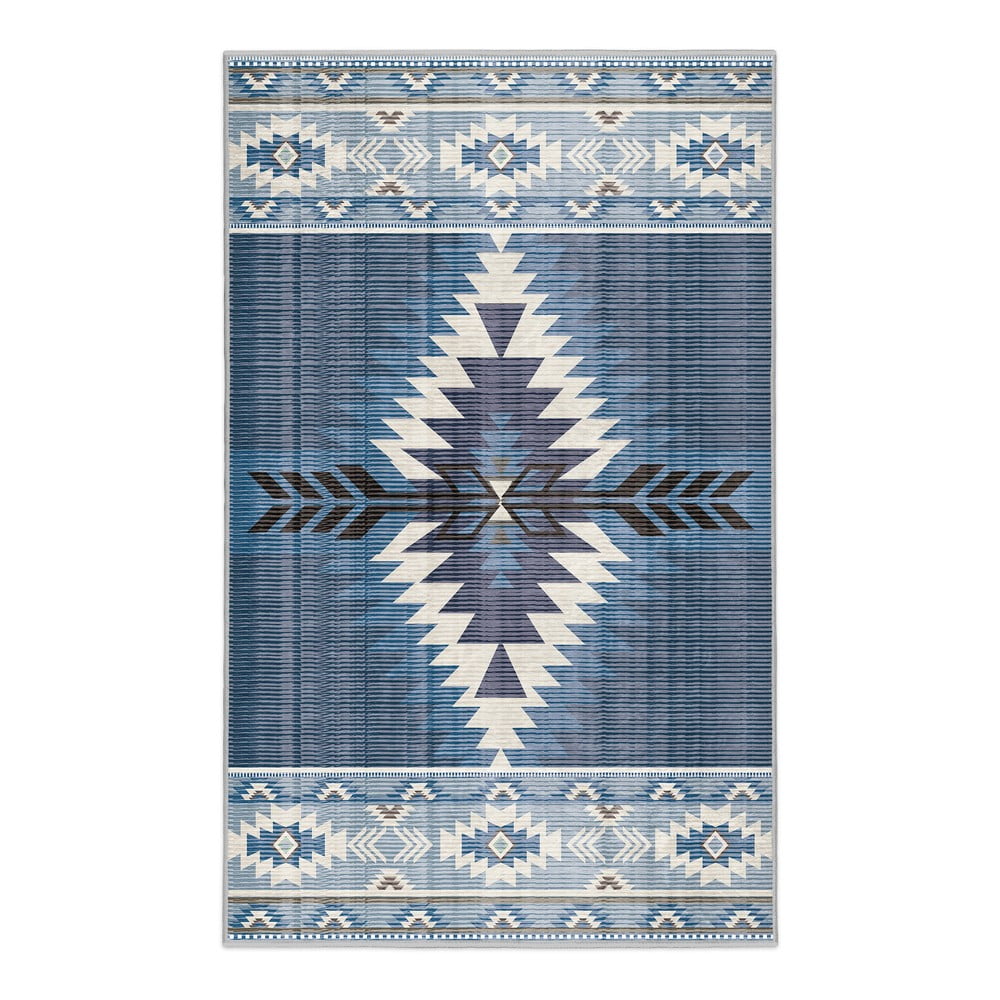 Covor albastru lavabil 80x150 cm Ethnic Geo – Mila Home