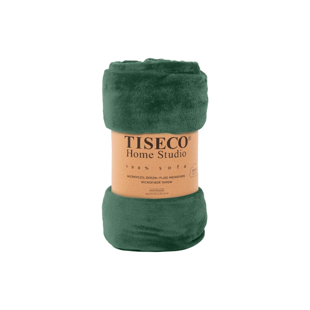 Cuvertură verde-închis din micropluș pentru pat dublu 220×240 cm Cosy – Tiseco Home Studio 220x240 pret redus