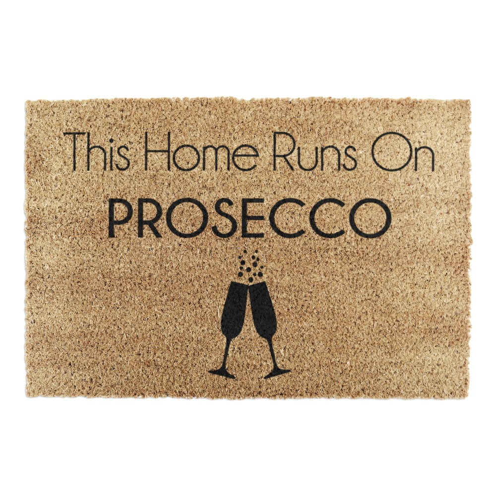 Covoraș de intrare din fibre de nucă de cocos 40x60 cm This Home Runs On Prosecco – Artsy Doormats