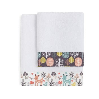 Set 2 prosoape pentru copii moshi moshi woodland