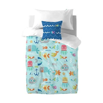 Lenjerie de pat din bumbac pentru copii moshi moshi sea life, 140 x 200 cm