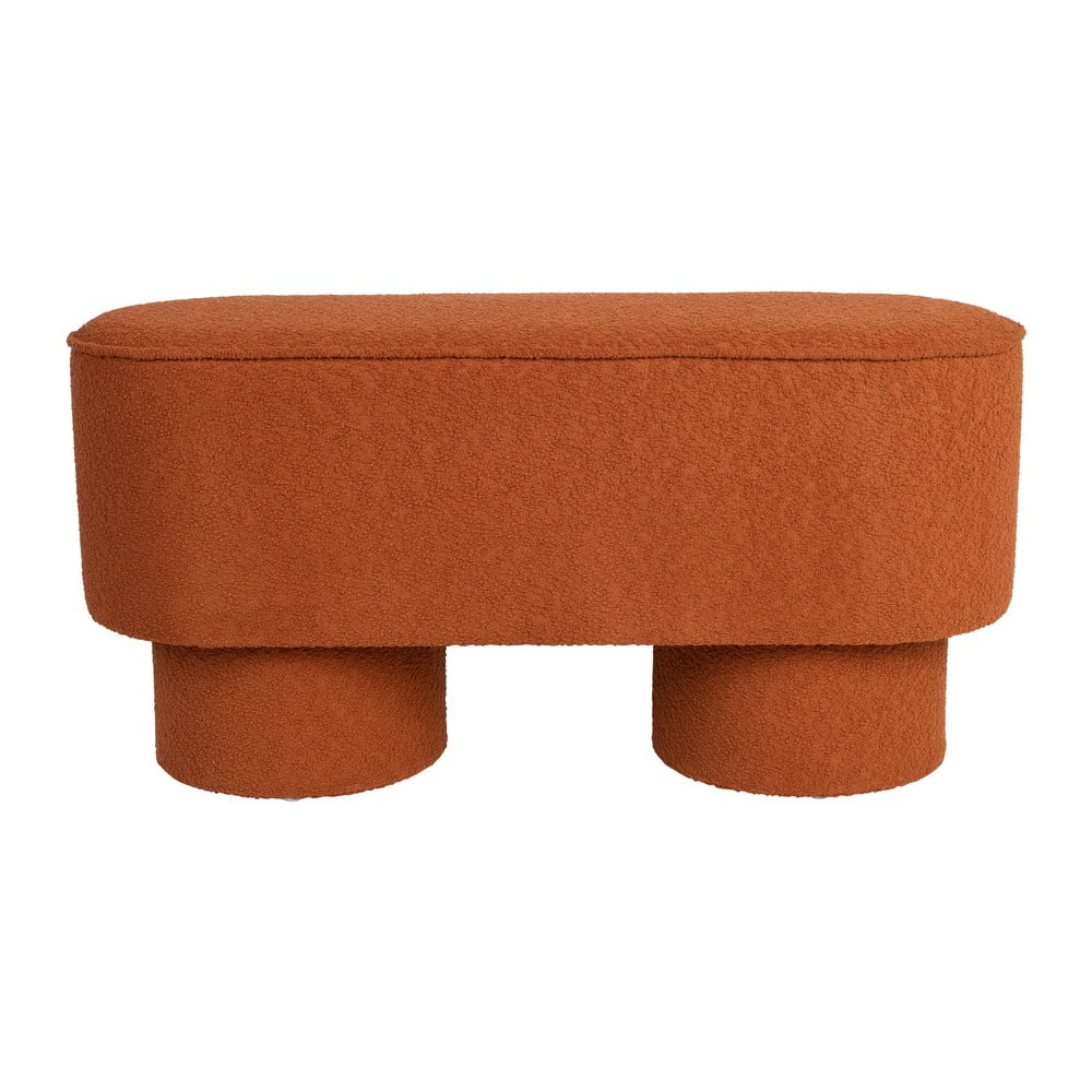 Bancă cărămizie cu tapițerie din țesătură bouclé Marcos – White Label