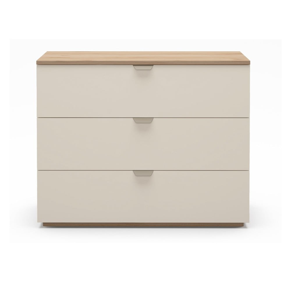 Comodă crem/în culoare naturală cu aspect de lemn de stejar 100x80x40 cm Dennis – Marckeric