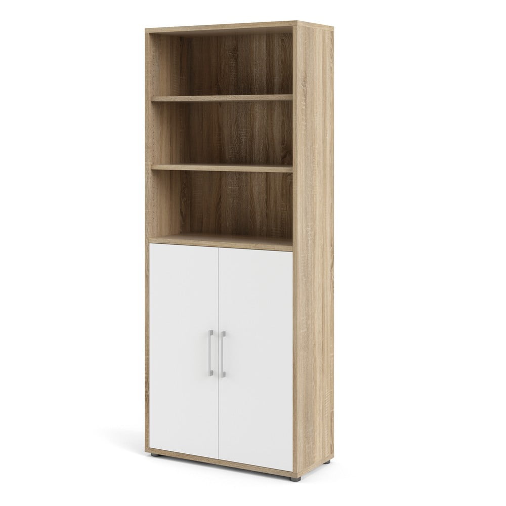 Bibliotecă modulară albă/cu aspect de lemn de stejar 89x222 cm Prima – Tvilum