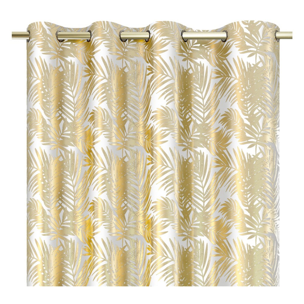 Draperie albă/aurie dimout (semi-opacă) din catifea 140x245 cm Golden Leaves – AmeliaHome