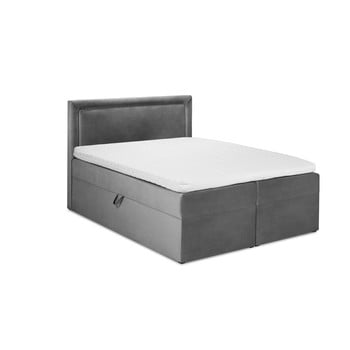 Pat dublu cu tapițerie din catifea mazzini beds yucca, 180 x 200 cm, gri