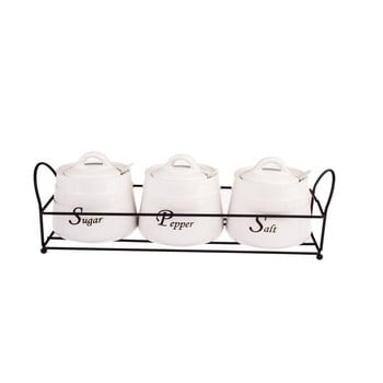 Set 3 recipiente din ceramică pentru condimente, dakls, 430 ml, alb