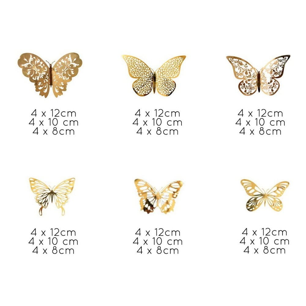Set 36 autocolante de perete sub formă de fluturi Ambiance Butterflies, auriu Ambiance