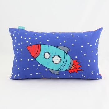 Față de pernă din bumbac cu 2 fețe space rocket, 50 x 30 cm