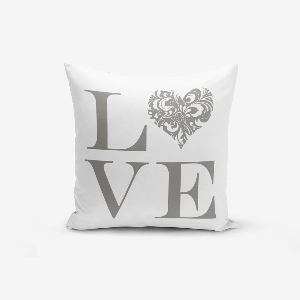 Față de pernă cu amestec din bumbac Minimalist Cushion Covers Love Grey, 45 x 45 cm bonami.ro imagine noua
