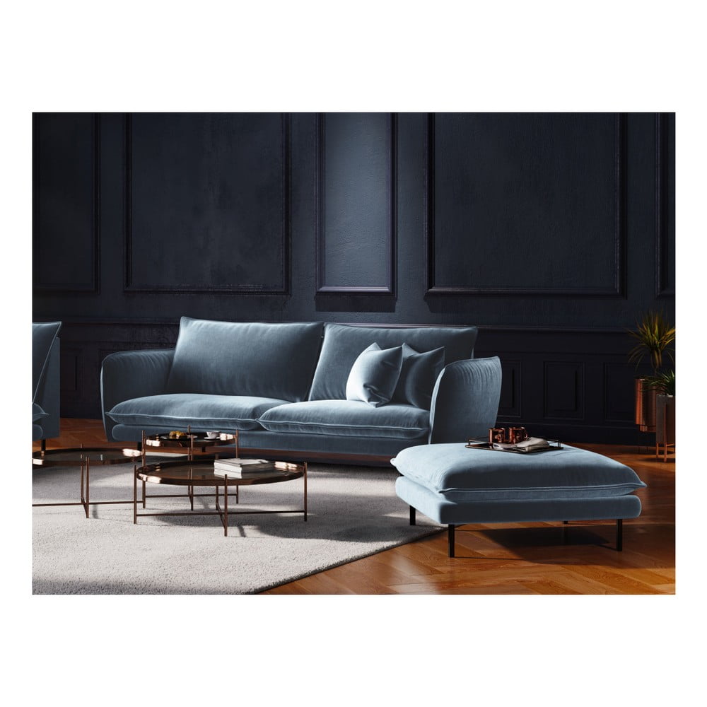 Canapea cu tapițerie de catifea Cosmopolitan Design Vienna, 200 cm, albastru deschis 200 imagine noua somnexpo.ro