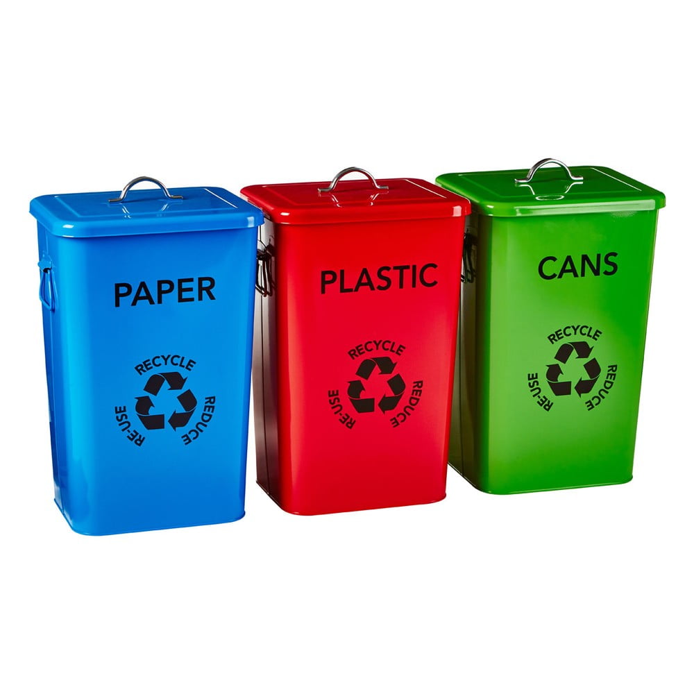 Set 3 coșuri pentru reciclare Premier Housewares Recycle Bins bonami.ro pret redus