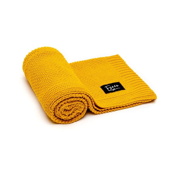 Pătură tricotată pentru copii ESECO, 80 x 100 cm, galben muștar