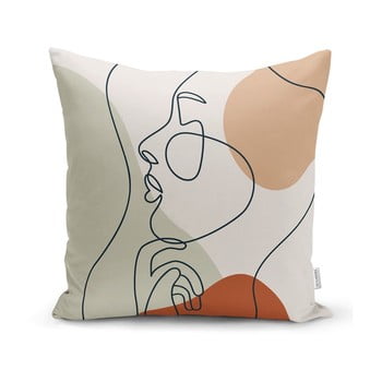 Față de pernă minimalist cushion covers pastel drawing face, 45 x 45 cm