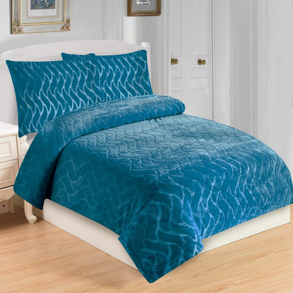 Lenjerie de pat turcoaz din micropluș pentru pat de o persoană 140×200 cm – My House 140x200 imagine noua somnexpo.ro