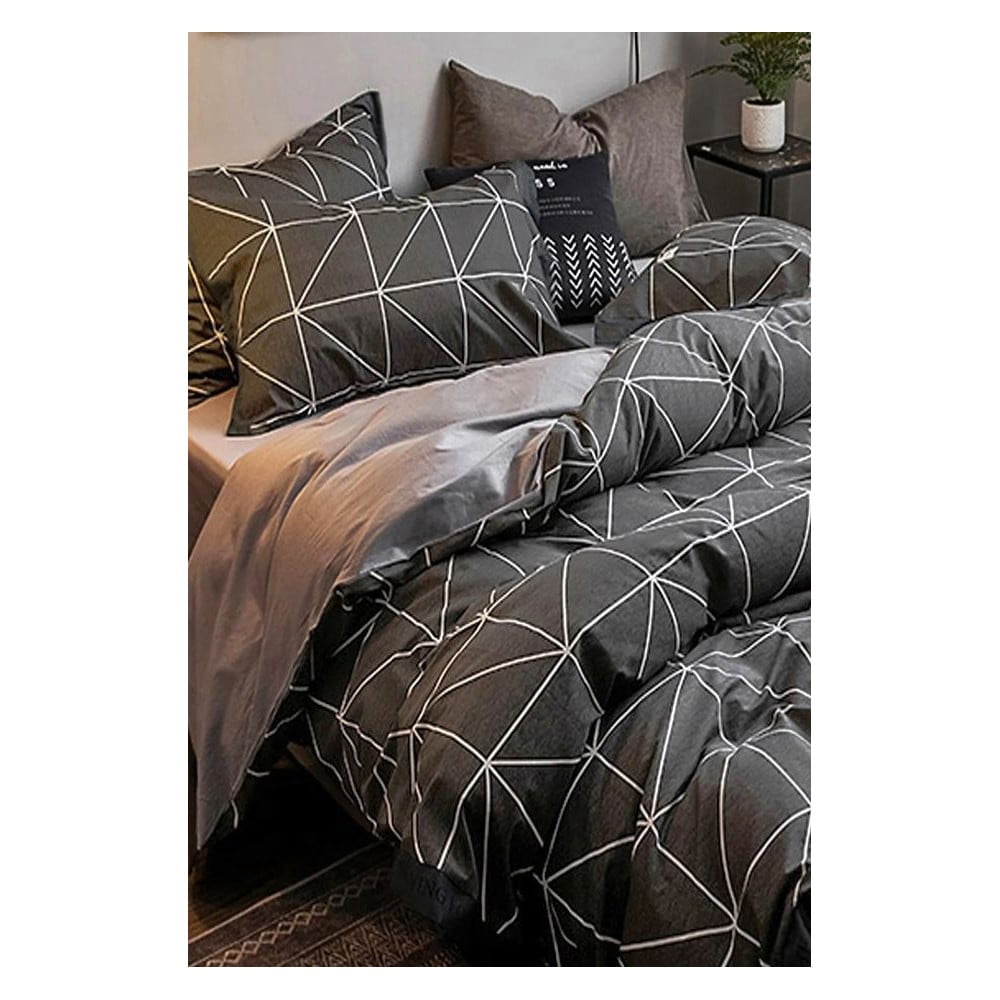 Lenjerie de pat gri închis din bumbac pentru pat de o persoană/extins și cearceaf 160×220 cm – Mila Home 160x220 imagine noua