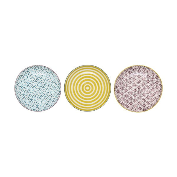 Set de 3 farfurii de desert din gresie ceramică Bloomingville Patrizia, ø 16 cm