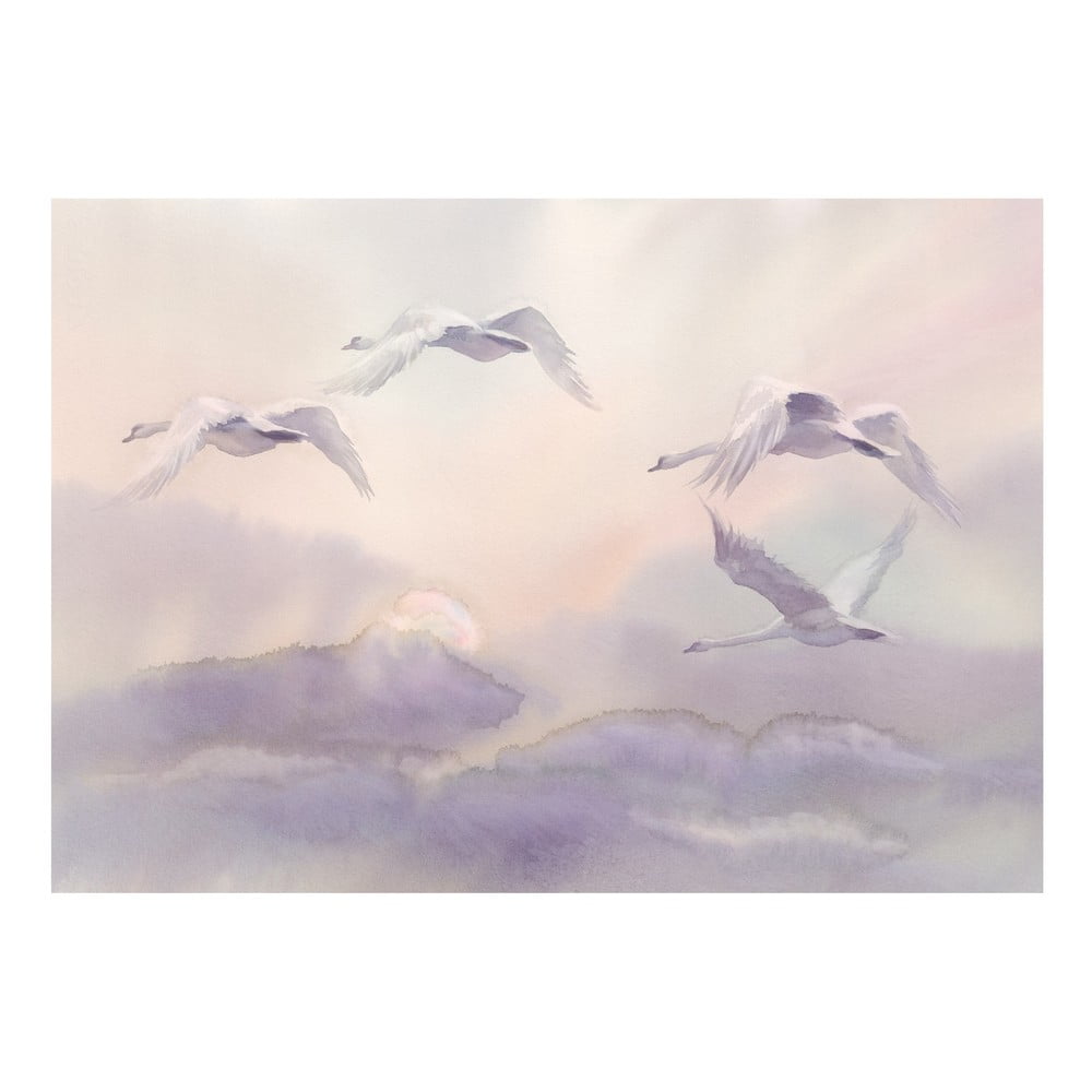 Tapet în format mare Artgeist Flying Swans, 200 x 140 cm Artgeist imagine 2022
