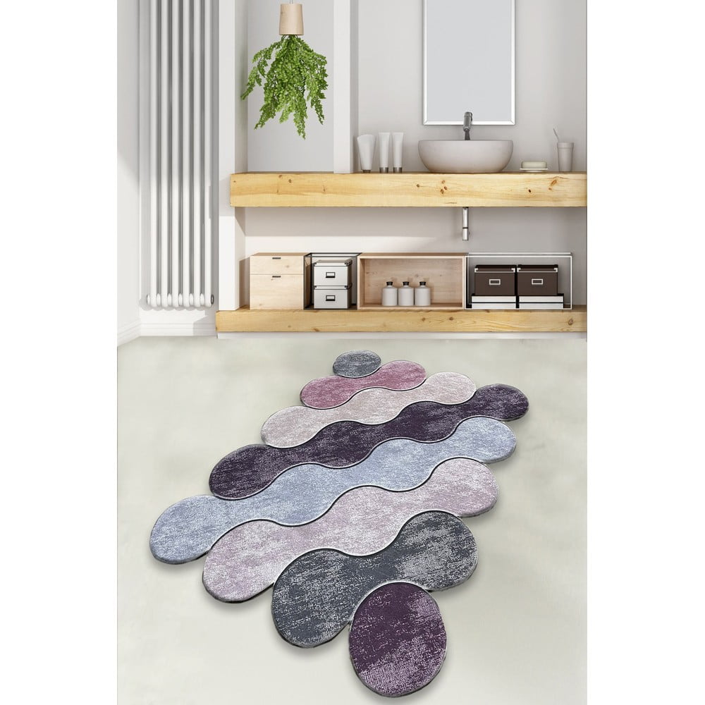 Covoraș de baie mov-gri 70x120 cm circle – foutastic
