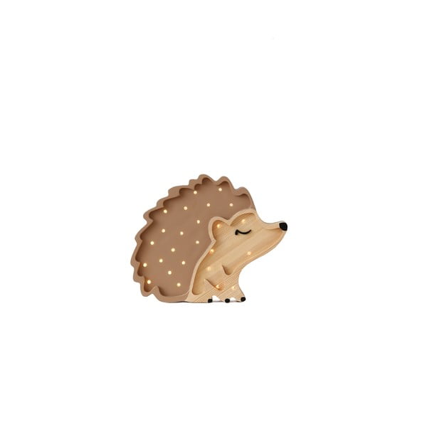 Veioză din lemn de pin maro Little Lights Hedgehog, lungime 30 cm