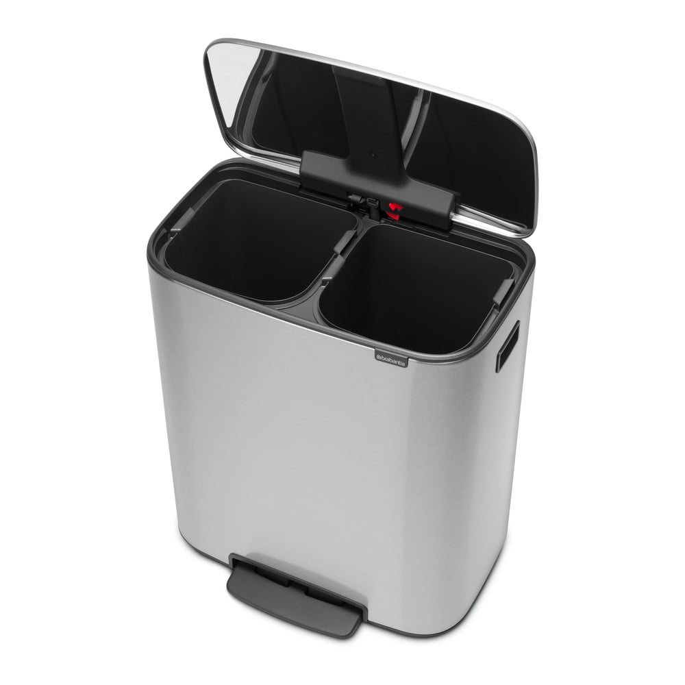 Coș de gunoi argintiu mat de reciclat/cu pedală din oțel 60 l Bo – Brabantia