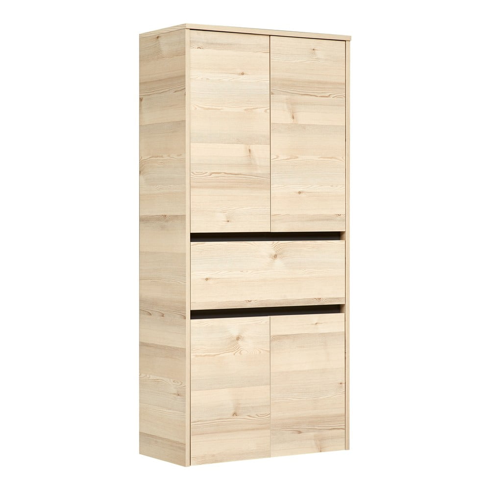 Dulap de baie în culoare naturală înalt/suspendat cu aspect de lemn de pin 146x67 cm Quickset 393 – Pelipal