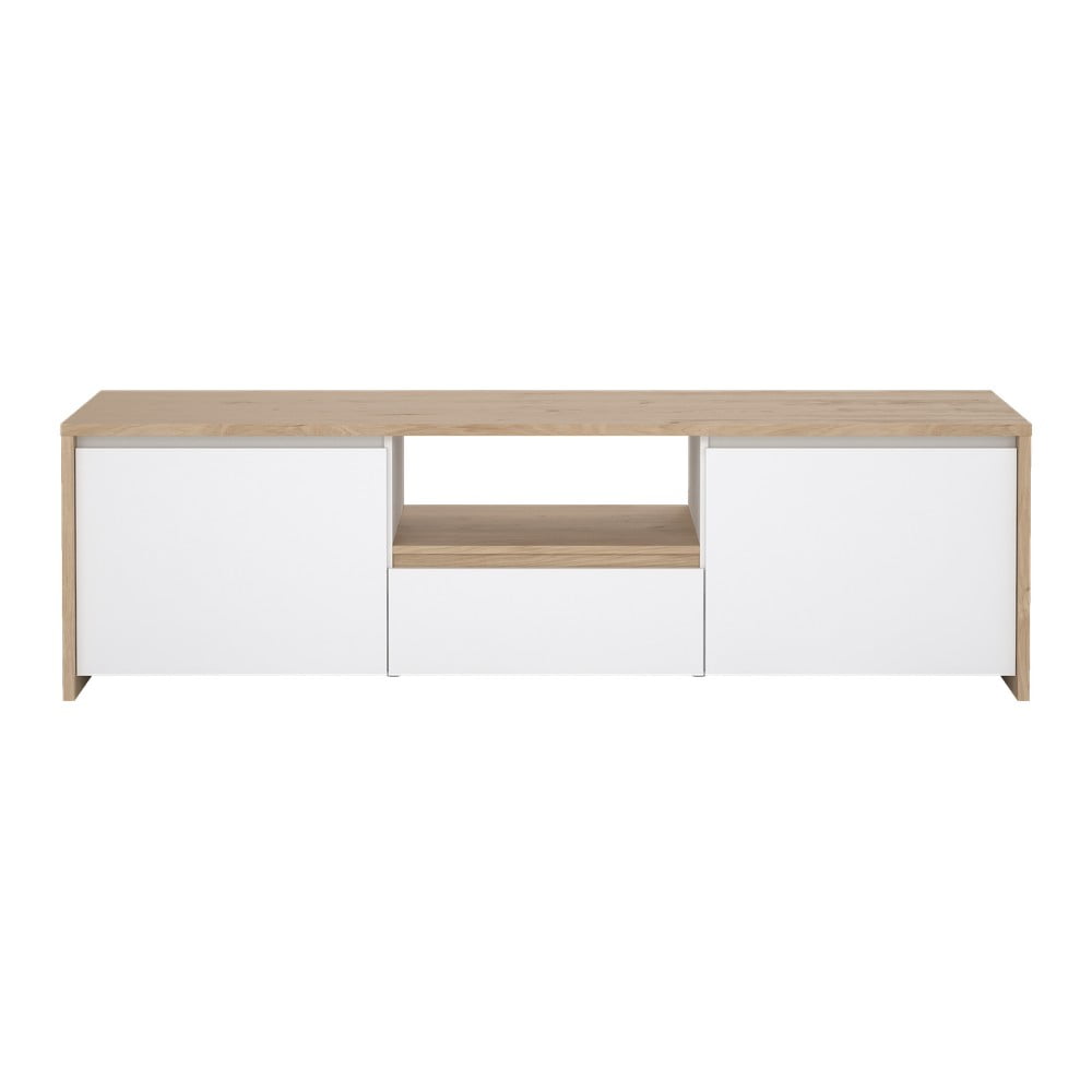 Comodă TV albă-în culoare naturală cu aspect de lemn de stejar 179x52x48 cm Next – Tvilum