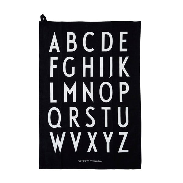 Prosop din bumbac Design Letters Alphabet, 40 x 60 cm, negru