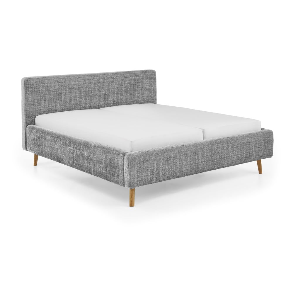 Pat matrimonial gri deschis tapițat cu somieră 180x200 cm primavera – meise möbel