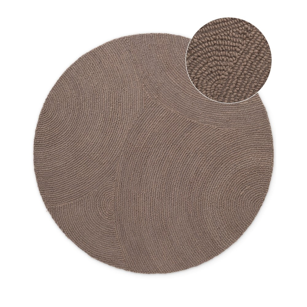 Covor taupe țesut manual rotund din lână ø 120 cm Eleni Taupe – Hanse Home
