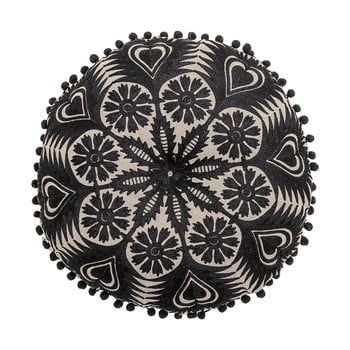 Pernă decorativă bloomingville mandala, ø 36 cm, negru-bej