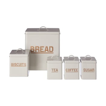 Set 5 recipiente pentru alimente premier housewares storage, alb