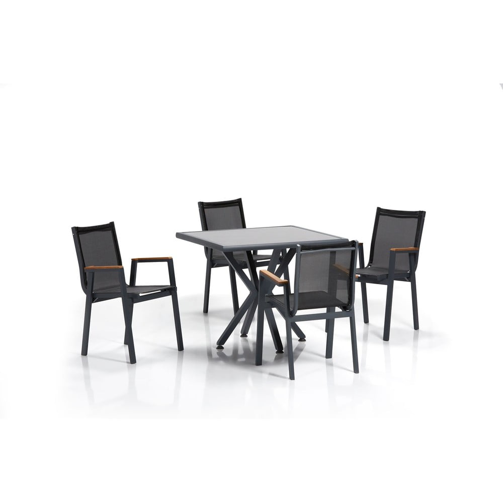 Poza Set de dining pentru gradina gri inchis din aluminiu pentru patru persoane Samara a€“ Floriane Garden