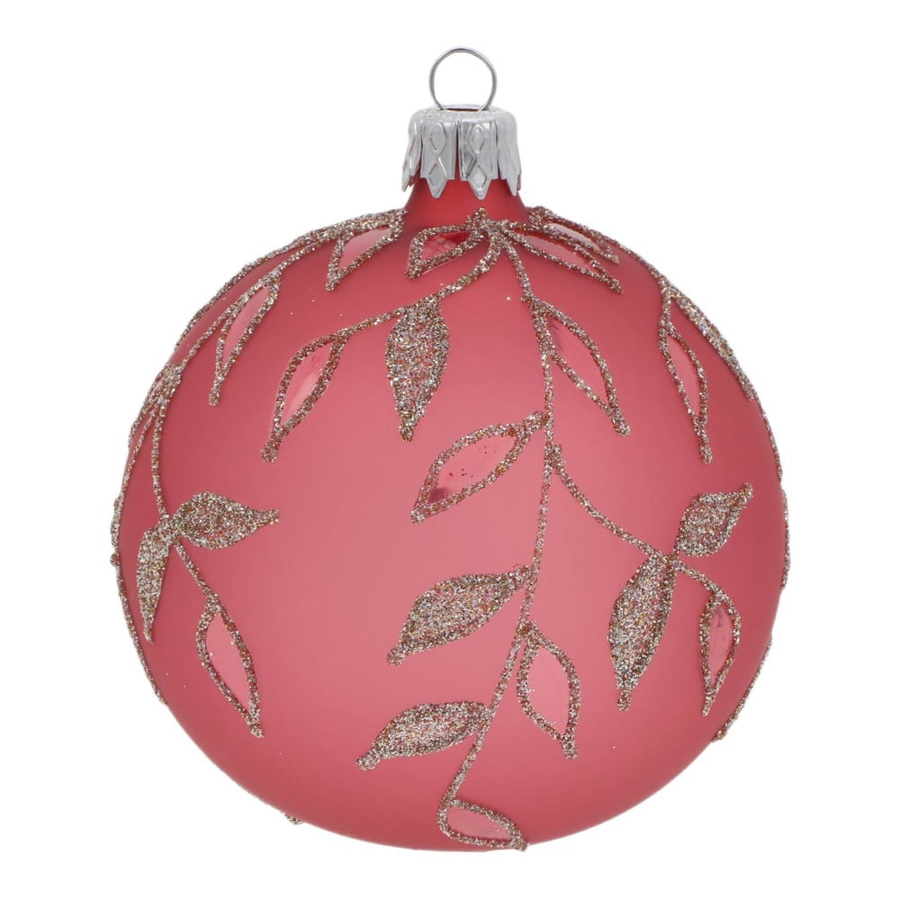 Set 3 globuri de Crăciun Ego Dekor Leaves, roz-închis bonami.ro imagine 2022