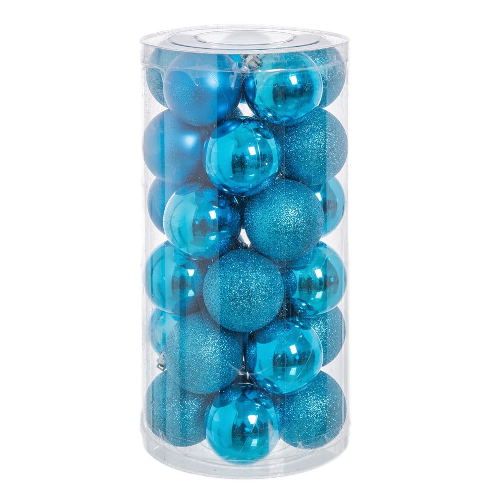 Set 30 decorațiuni de crăciun unimasa purpurina, ø 6 cm, albastru