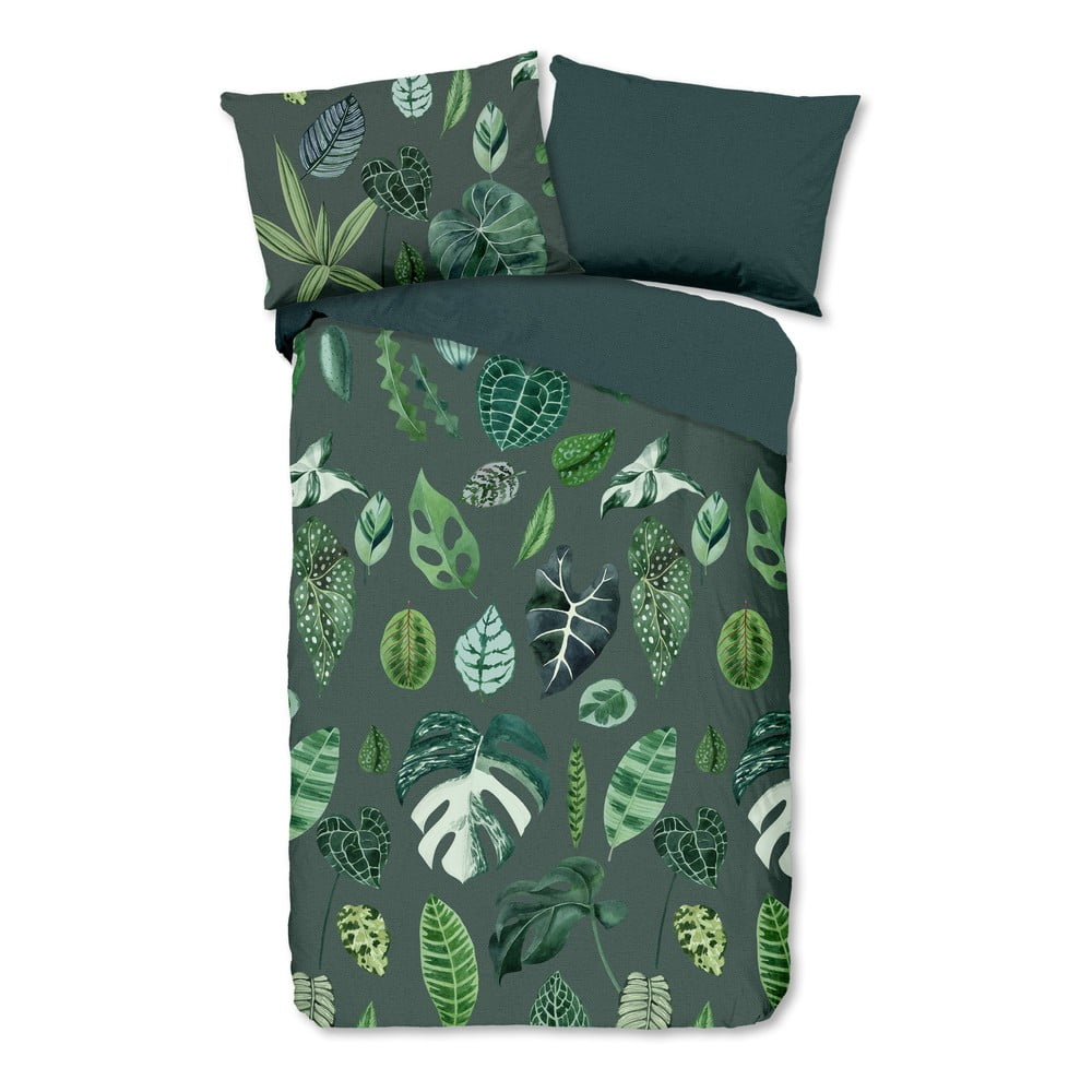 Lenjerie de pat verde-închis din bumbac 140×200 cm – Good Morning 140x200