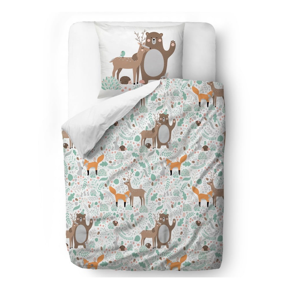 Lenjerie de pat din bumbac satinat pentru copii Mr. Little Fox Dear Friends, 140 x 200 cm bonami.ro