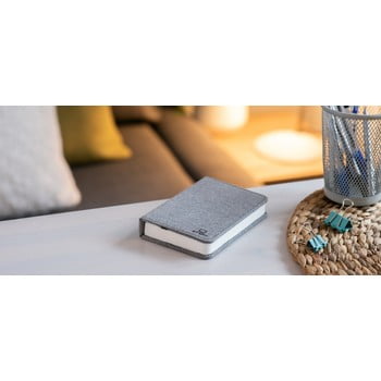 Veioză de birou cu LED Ginko Booklight Mini, formă de carte, gri