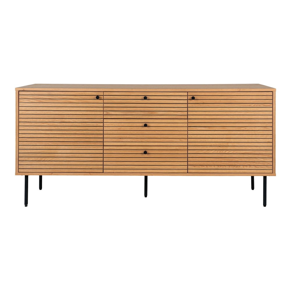 Comodă în culoare naturală joasă cu aspect de lemn de stejar 150x74 cm Kyoto – House Nordic