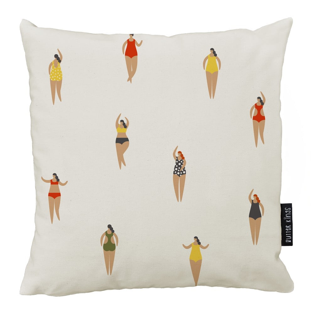 Față de pernă din bumbac Butter Kings Swimming Ladies, 50 x 50 cm, alb Alb imagine noua