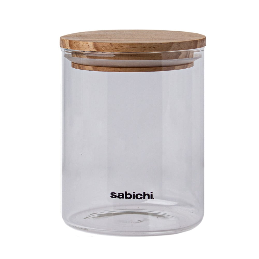 Recipient din sticlă cu capac din lemn pentru alimente Sabichi, 0,9 l bonami.ro imagine 2022