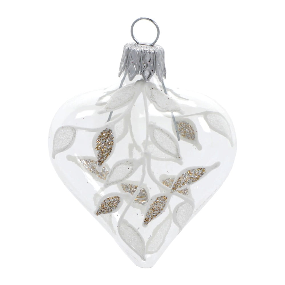 Set 4 decorațiuni de Crăciun din sticlă Ego Dekor Heart, alb-auriu bonami.ro imagine 2022