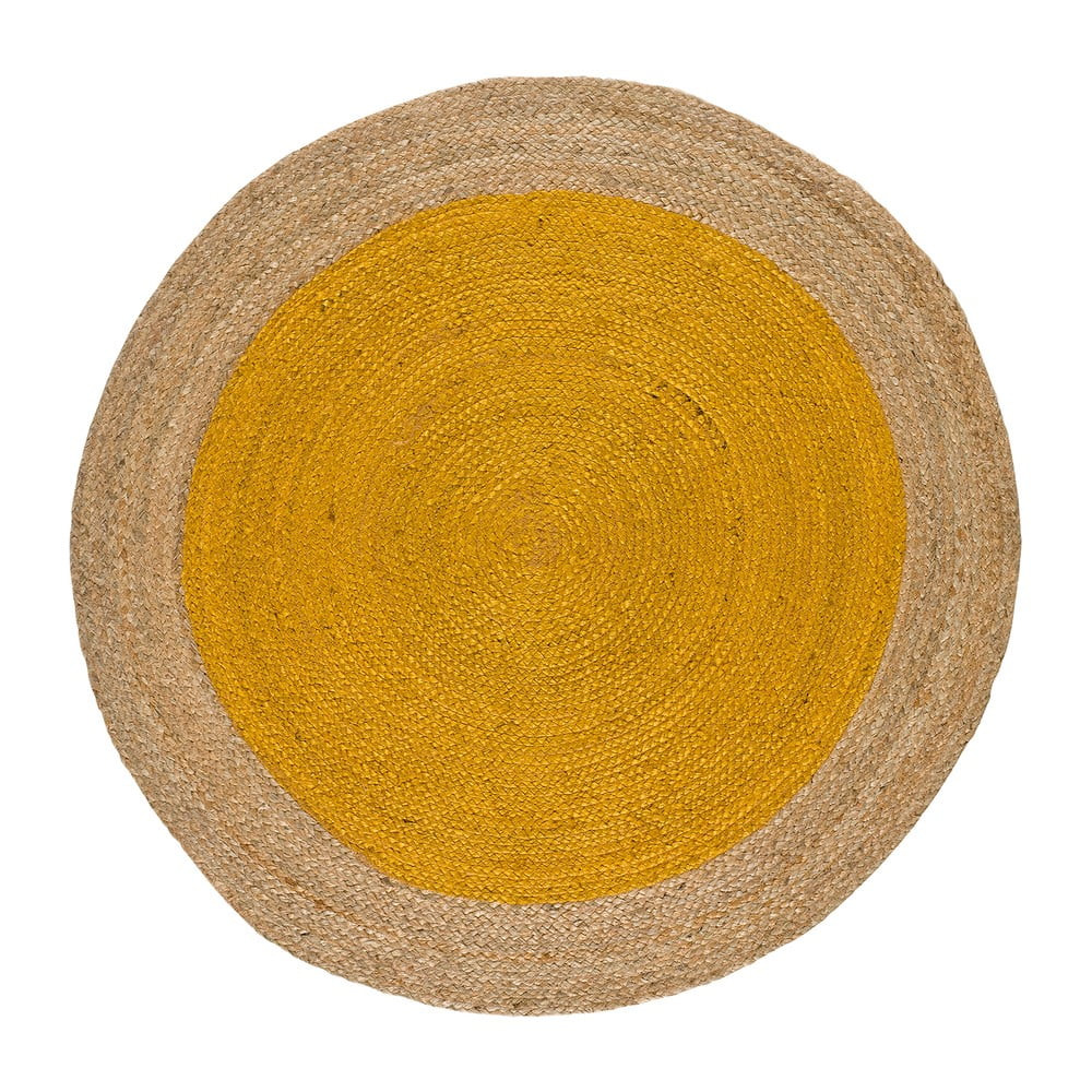 Covor galben muștar-natural rotund ø 120 cm Mahon – Universal